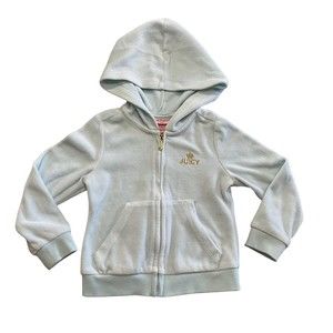 Juicy Couture Track Jacket Hoodie Light Minty Green Velour Size 3T Girls EUC